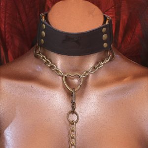 collar and lead black leather scarlet